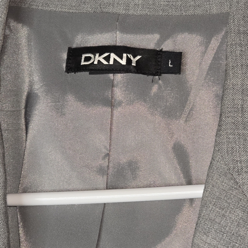DKNY Grey Womens Sleeveless Lapel Vest Size Large Wool Single Button Closure - Picture 8 of 11